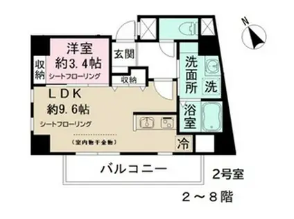 LEO六拾壱番館(1LDK/7階)の間取り写真