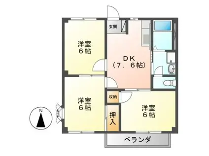 ニューシティ日栄 A・B(3DK/1階)の間取り写真