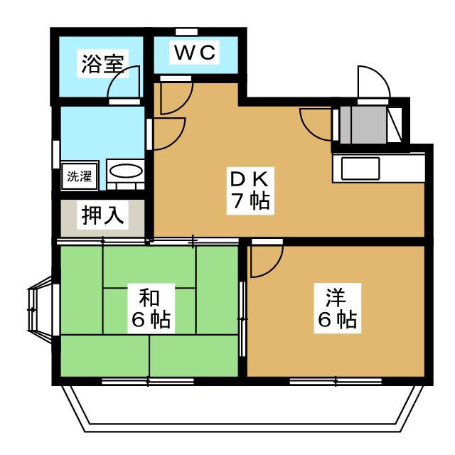 コープヒルズ(2DK/3階)の間取り写真