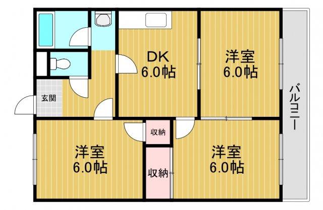 シティライフ川西(3DK/5階)の間取り写真