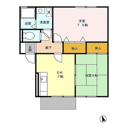プレミールA(2DK/1階)の間取り写真