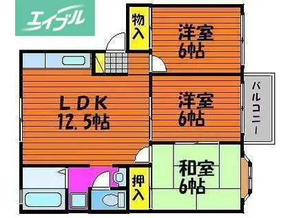 センスフルタウン西王寺 I A(3LDK/2階)の間取り写真