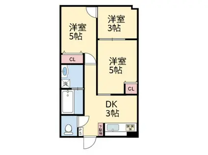 琴岡ビル 407号(3LDK/4階)の間取り写真