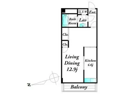 パークサイド浦里(1K/2階)の間取り写真