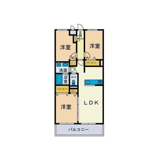 ファインコート本厚木(3LDK/1階)の間取り写真