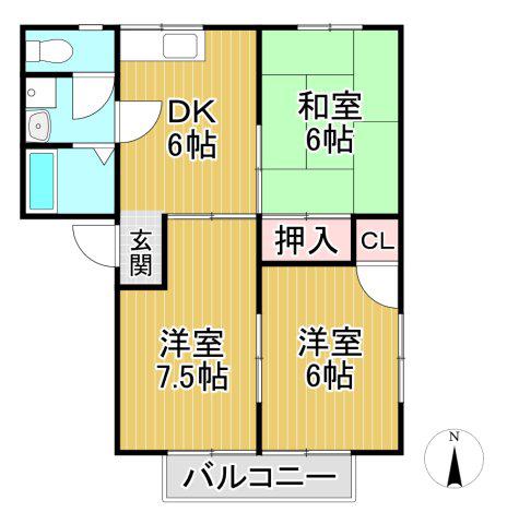 オーシャン藤光(3DK/1階)の間取り写真