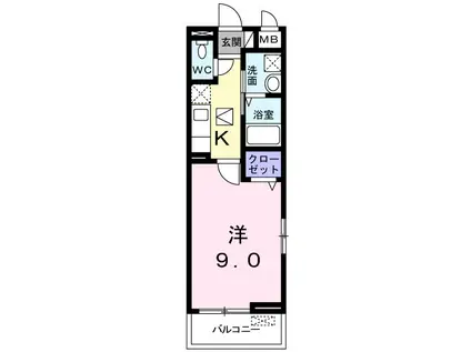 アミティハイツI(1K/1階)の間取り写真