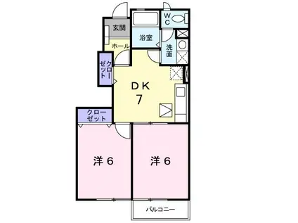 アルバ北出口I(2DK/1階)の間取り写真