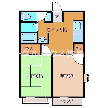 リベルテ白石 A棟(2DK/1階)の間取り写真