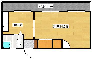 大宮グリーンコーポ(1DK/4階)の間取り写真