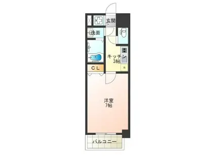 ル・クレール天下茶屋(1K/3階)の間取り写真