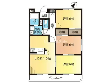 グリーンマンション大谷(3LDK/3階)の間取り写真