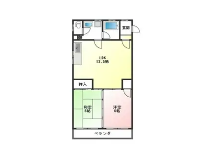 メゾン間瀬戸(2LDK/2階)の間取り写真