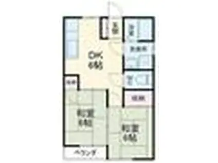 アプリコットI(2DK/2階)の間取り写真