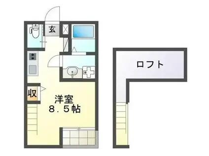 リバーサイド花田(ワンルーム/1階)の間取り写真