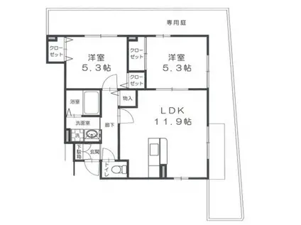 ラップ・ランド みずかみ(2LDK/1階)の間取り写真