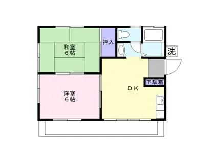 青柳ハウス(2DK/2階)の間取り写真