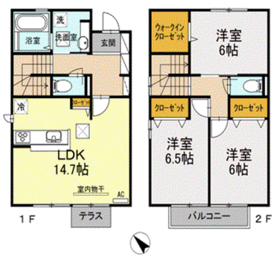 フェリーチェ(3LDK/1階)の間取り写真