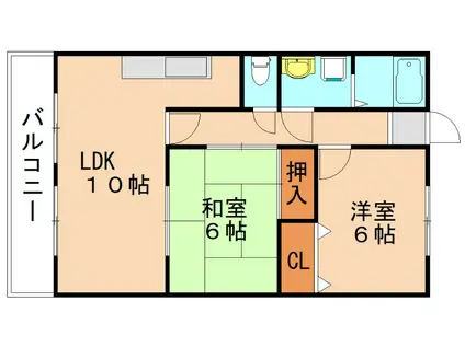 ベルハウス自由ヶ丘II(2LDK/2階)の間取り写真