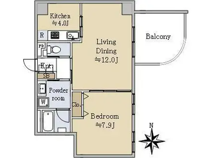 モンテヴェルデ神楽坂弐番館(1LDK/5階)の間取り写真