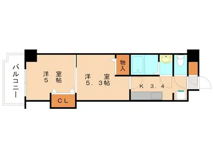 木下鉱産ビルII(2K/6階)の間取り写真