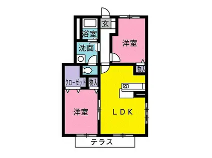 サンパティークB(2LDK/1階)の間取り写真