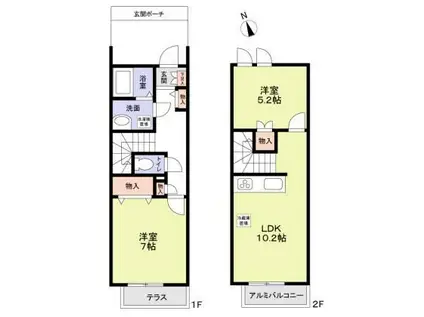 JARDIN(2LDK/1階)の間取り写真