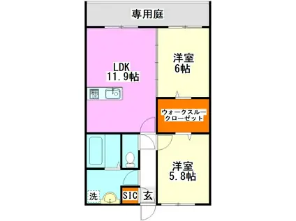 SAN TAROMARU(2LDK/1階)の間取り写真