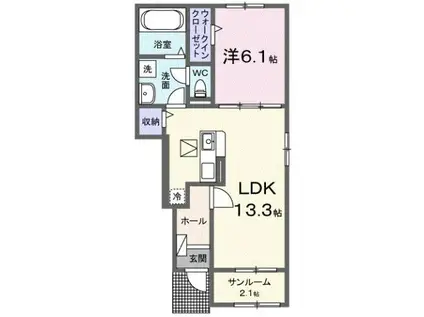 カーサ・ラッフィナートII B(1LDK/1階)の間取り写真