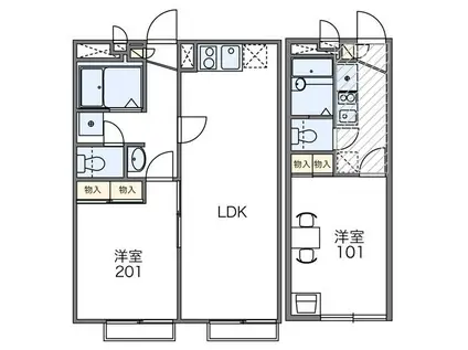 レオパレス東豊田II(1K/1階)の間取り写真