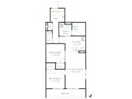 フィカーサ横浜(2LDK/1階)の間取り写真