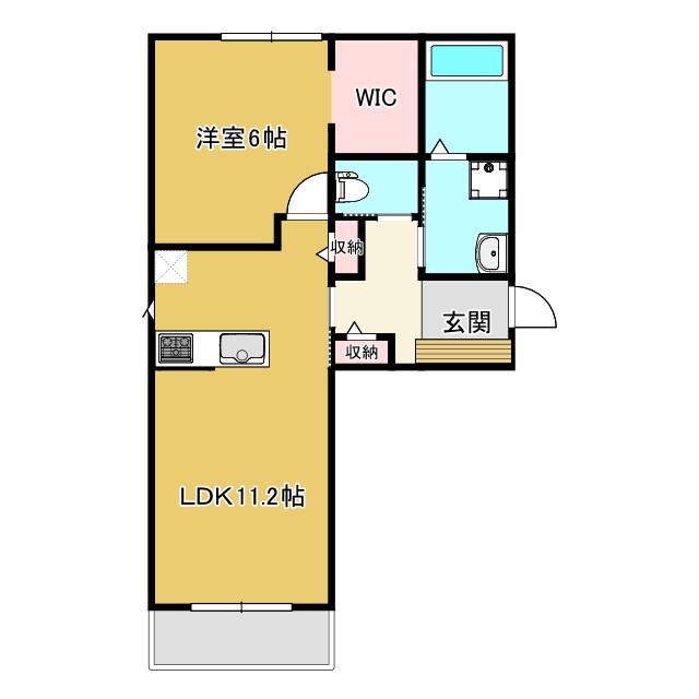 カージュ野村(1LDK/2階)の間取り写真