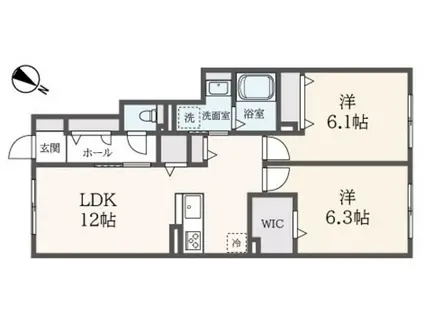 ハイムレトア高田町(2LDK/1階)の間取り写真