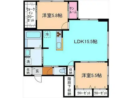 M&Y下冨居(2LDK/1階)の間取り写真