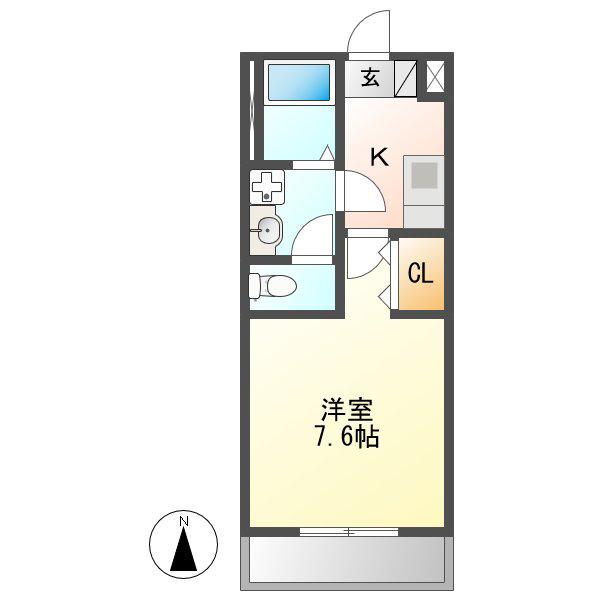 クレイビア熱田(1K/2階)の間取り写真