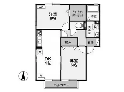 グランデ・カノン(2DK/2階)の間取り写真