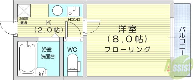 大和町フルーチェ・モリヤ(1K/3階)の間取り写真