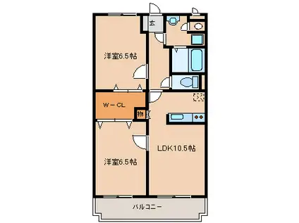 サンハイツ飯田(2LDK/2階)の間取り写真