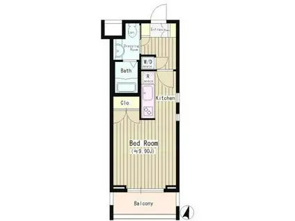 フォーフロント(1K/2階)の間取り写真