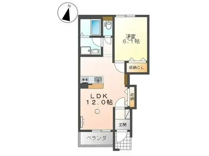 関門マリンビュー(1LDK/1階)の間取り写真