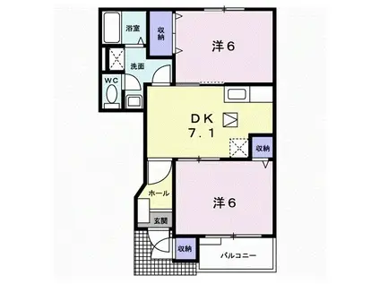 ビップハイツ M-I(2DK/1階)の間取り写真