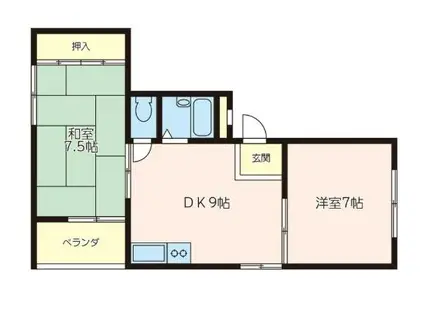 光陽ハイム/3F(2DK/3階)の間取り写真