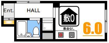 シャルム舟入II(ワンルーム/2階)の間取り写真