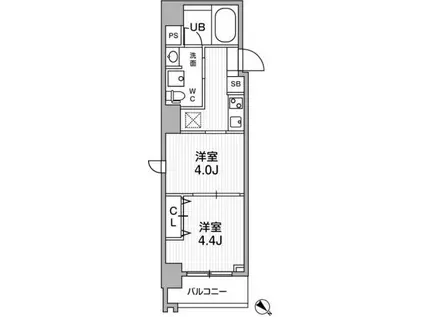 リテラス三軒茶屋サウス(1DK/5階)の間取り写真