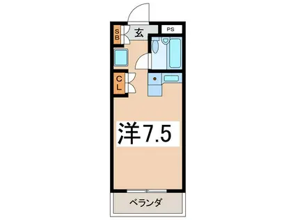 エレガンシア ヤマナシ(ワンルーム/1階)の間取り写真