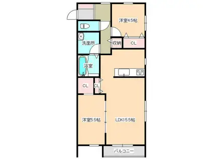 ビギニング(2LDK/1階)の間取り写真