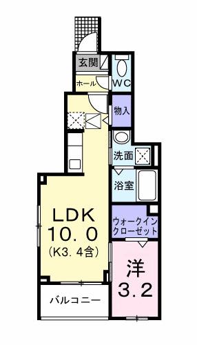 ハイライト(1LDK/1階)の間取り写真