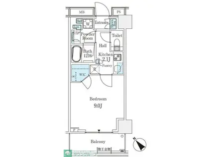 パークシティ武蔵小山ザレジデンス(1K/6階)の間取り写真