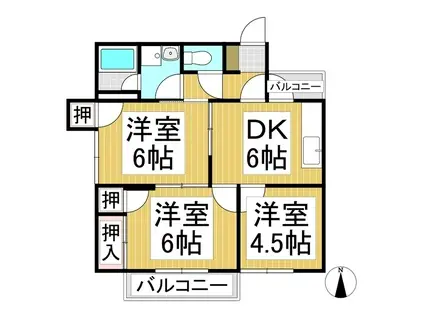 ハイツウィング金子(3DK/3階)の間取り写真