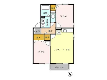クレールセゾン(2LDK/2階)の間取り写真